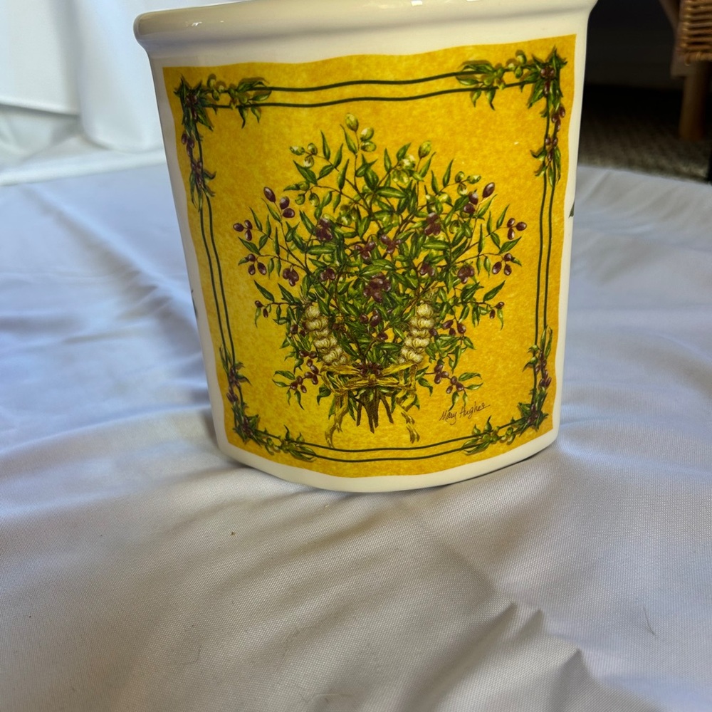 Floral Yellow Ceramic Kitchen Canister